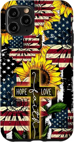Vista 27 de Funda para iPhone 16 Sunflowers Faith Hope Love Jesus Cross Christian
