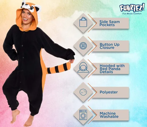 Vista 4 de FUNZIEZ - Disfraz de Halloween para adultos de animales y criaturas marinas mameluco de felpa para adultos mujeres y hombres