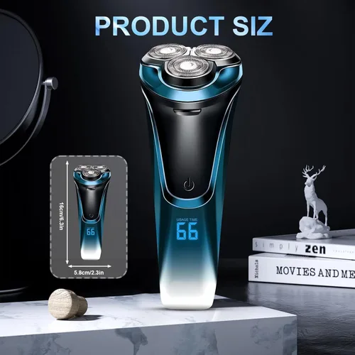 Vista 6 de Snapbuy - Maquinilla de afeitar eléctrica para hombres, Snapbuy Pro of Father, afeitadora giratoria de cabeza flotante 4D, afeitadora eléctrica C