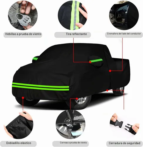 Vista 2 de Funda impermeable de repuesto para camioneta Nissan Frontier Crew Cab cama de 5 pies, 6 capas para todo tipo de clima, cubierta de camión con puerta