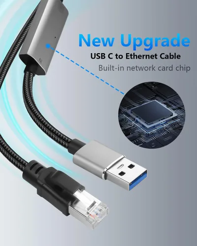 Vista 4 de CERRXIAN Cable Ethernet USB A a 2.5 Gbps de 6.5 pies, adaptador Gigabit RJ45 LAN a tipo A, convertidor de cable de red Cat directamente conectado a
