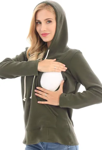 Vista 48 de Bearsland - Sudadera de lactancia y maternidad para mujer, con bolsillos y capucha