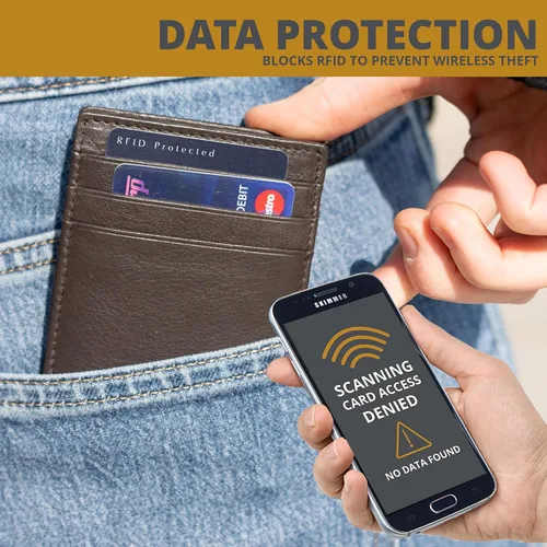 Vista 5 de GARZINI Cartera mágica para hombres, cartera minimalista con tarjetero RFID, cartera de cuero para 10 tarjetas