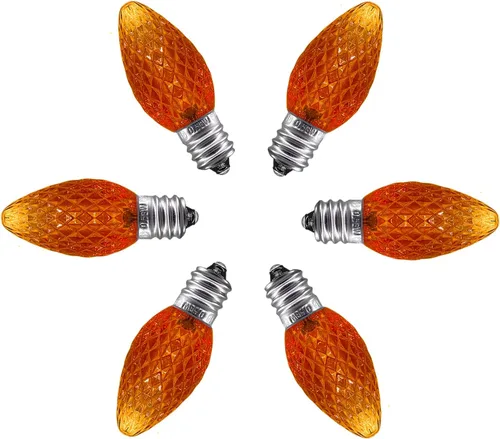 Vista 6 de Caja de 25 bombillas LED C7 de repuesto con certificación UL, 2 LED SMD en cada bombilla C7 regulable para tira de luces al aire libre, totalmente