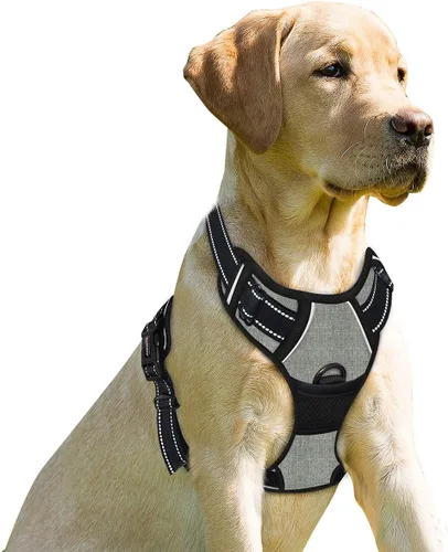 Vista 254 de BARKBAY - Arnés para perro sin tirones con clip frontal, material resistente y reflectante, asa de fácil control para pasear perros grandes