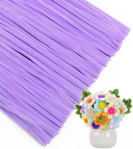 Vista 14 de IOOLEEM - Limpiapipas, 200 tallos de chenilla para hacer flores de color rosa claro