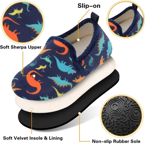 Vista 5 de Scurtain Pantuflas unisex para niños grandes, calcetines de lana artificial con suela de goma antideslizante para niños grandes, niñas y niños