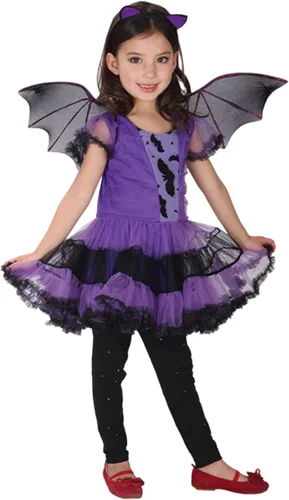 Vista 2 de Disfraz de murciélago para niñas, disfraz de bruja, cosplay, tutú para niños