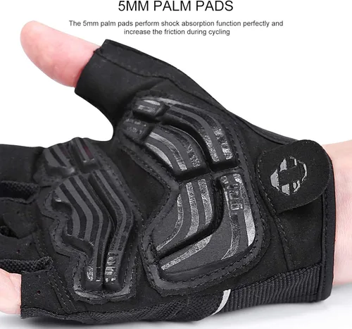 Vista 4 de Inbike - Guantes de ciclismo para hombre, 5 mm 0.19 pulgadas, almohadilla de gel absorbente de golpes, antideslizantes, transpirables