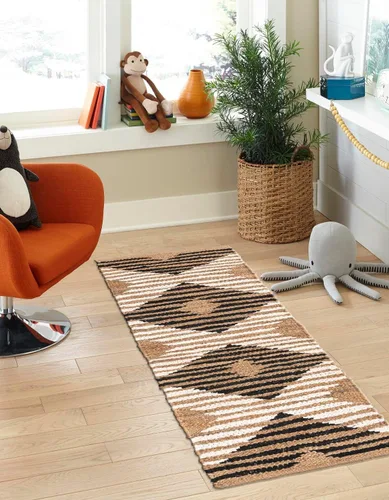 Vista 8 de Unique Loom Chindi Jute Collection - Alfombra de área - Jennifer (2' 2" x 3' 1", rectangular, negro natural/marfil)