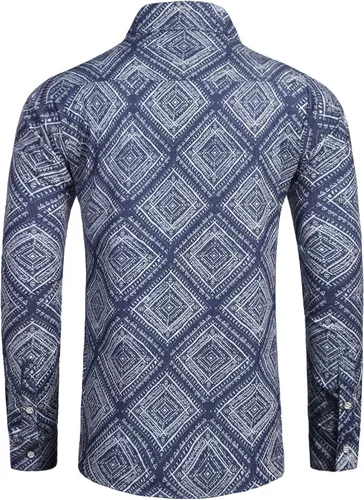 Vista 4 de Daupanzees Camisa de trabajo de mezclilla de manga larga de algodón con botones para hombre