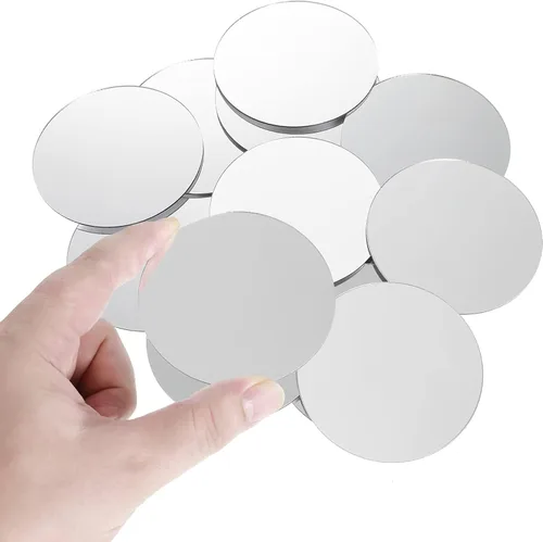 Vista 3 de Jetec 25 piezas de mini azulejos de espejo redondo acrílico, autoadhesivos, sin vidrio, estilo clásico, para manualidades, centros de mesa