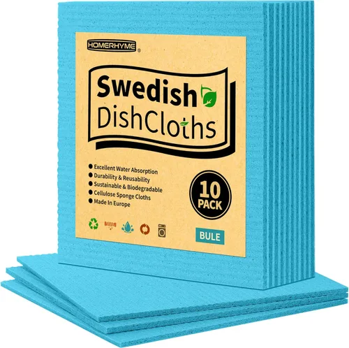 Vista 13 de Paños de cocina suecos, paquete de 18 paños de cocina multicolor, paños absorbentes para cocina, paños de esponja de celulosa multiusos, toallas