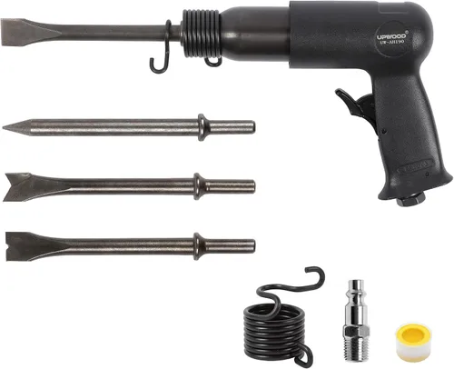 Vista 8 de Kit de martillo de aire de cañón corto UPWOOD UW-AH150 con retenedor de cambio rápido y 4 cinceles, trazo de 1-5/8 pulgadas, 4500 RPM, peso ligero