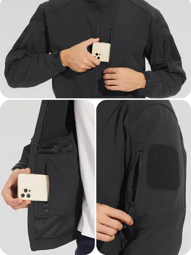 Vista 4 de TACVASEN Chaqueta táctica para hombre con capucha, resistente al agua, para operaciones especiales, militar, softshell