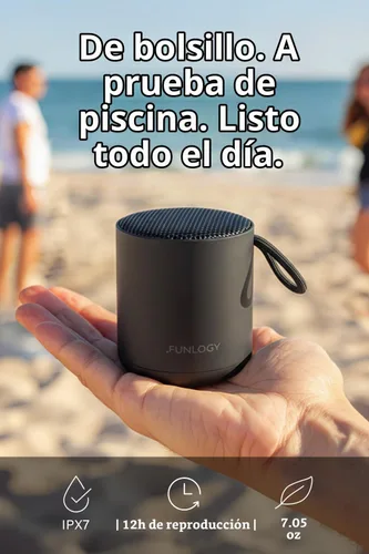 Vista 2 de FUNLOGY Portable Mini2 Bluetooth Speaker, Wireless Portable Speaker with Deep Bass, IPX7 Waterproof, TWS Stereo Pairing, Built-in Mic, Small Speaker