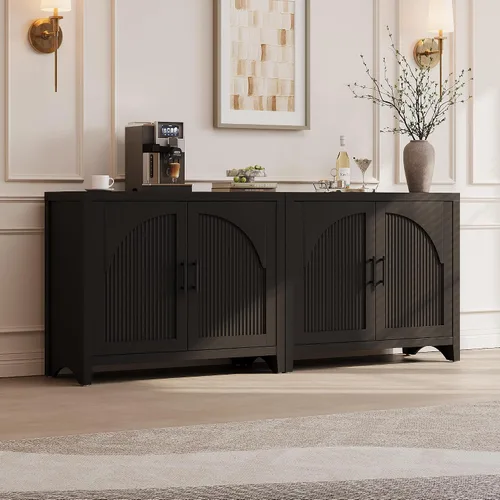 Vista 4 de Bestier Aparador moderno de 37" con almacenamiento, roble negro
