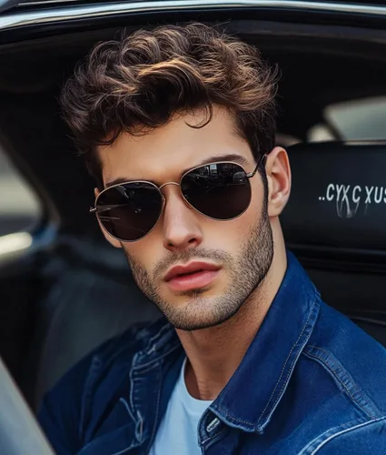 Vista 2 de Cyxus Lentes de sol de aviador para hombre, polarizados, protección UV400, lentes de sol militares piloto de moda para conducir senderismo 1489