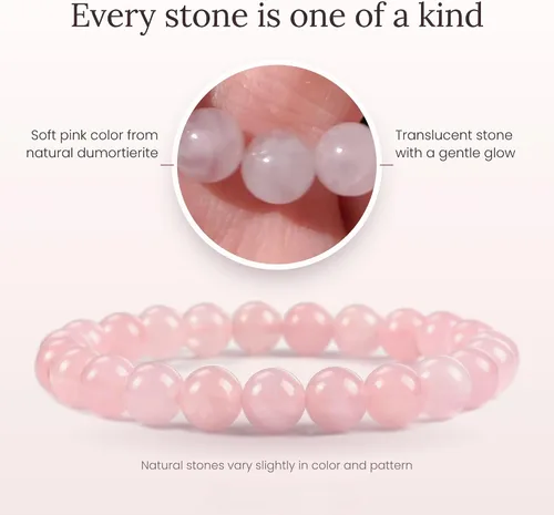Vista 3 de Colección Cherry Tree - Pulseras de cuentas de gemas para mujeres y hombres, tamaños pequeños, medianos y grandes, cuentas redondas de 8 mm Cuarzo