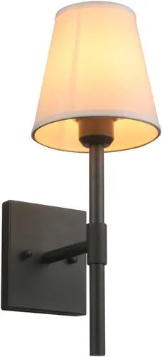 Vista 8 de Pathson Juego de 2 apliques de pared de baño cableados con pantalla de tela blanca, iluminación de pared de tela para sala de estar, dormitorio