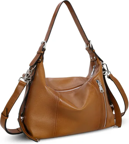 Vista 10 de Heshe - Bolso de cuero vintage para mujer, bolsos de diseño, con manija Soft, Genuine Leather