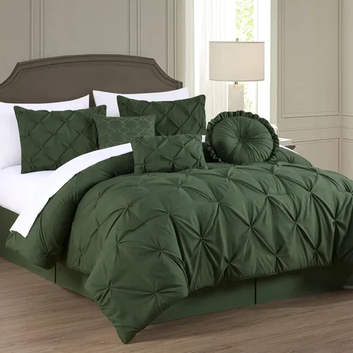 Vista 21 de Chezmoi Collection - Juego de ropa de cama modelo Sydney, 7 piezas, con pliegues decorativos
