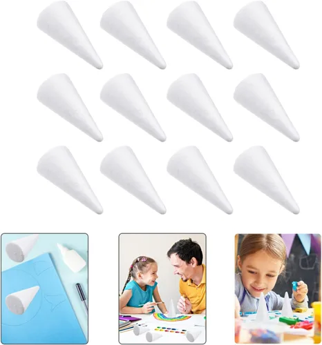 Vista 2 de GANAZONO 12 piezas de cono de espuma de Navidad para DIY de Navidad, cono de espuma de polietileno para colgar pendientes de árbol de Navidad