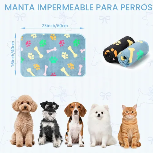 Vista 2 de YUEPET Mantas impermeables para perros, paquete de 2 mantas lavables para perros para cama, sofá, protector de vellón de franela para cachorros