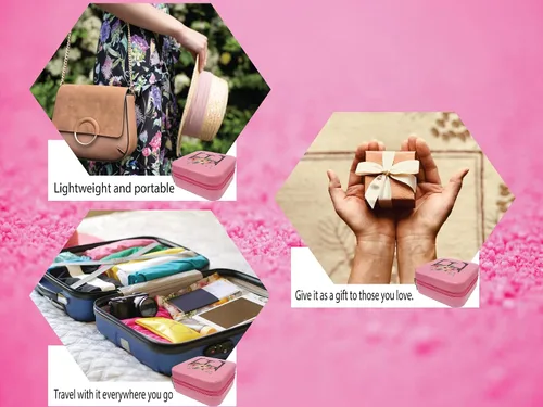 Vista 6 de Caja organizadora de viaje de joyería con espejo, joyero de viaje, joyero de viaje para niñas, artículos esenciales de vacaciones, accesorios