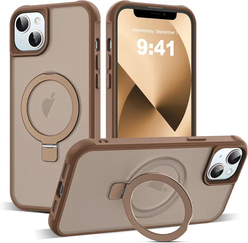 Vista 38 de SKYLMW - Funda compatible con iPhone 11 de 6.1 pulgadas, con soporte magnético invisible tipo anillo, funda translúcida de grado militar, compatible