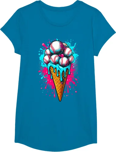 Vista 33 de Camiseta de béisbol de acuarela de helado de béisbol
