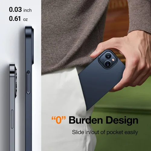 Vista 4 de TORRAS Funda Ajustada Delgada para iPhone 13, Cubierta de PC Duro Ultra Delgada Liviana con Agarre a Prueba de Huellas Dactilares para Funda