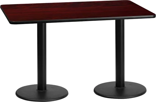 Vista 4 de Flash Furniture Mesa rectangular laminada negra de 30 x 60 pulgadas con bases de altura de mesa redonda de 18 pulgadas