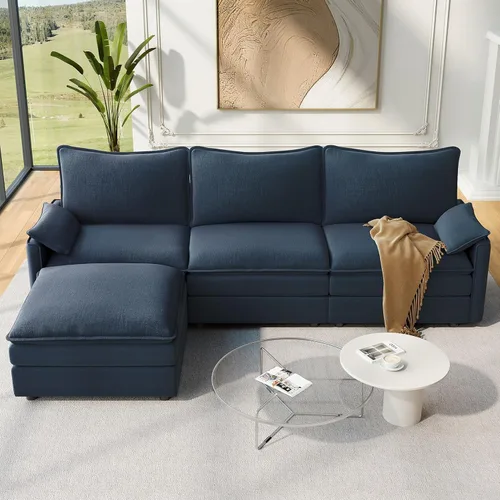 Vista 20 de Vesgantti Sofá modular de 108 pulgadas, cómodo sofá de nube con asiento profundo otomano movible, sofá modular en forma de L, sofás seccionales