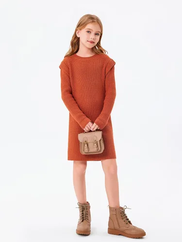 Vista 2 de Haloumoning Vestido de suéter de manga larga para niñas de 5 a 14 años