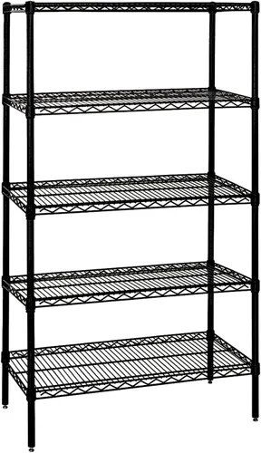 Vista 25 de Quantum Storage Systems WR74-1824BK Kit de inicio para estantería de alambre de 4 niveles de altura de 74 pulgadas, acabado negro, 18 pulgadas