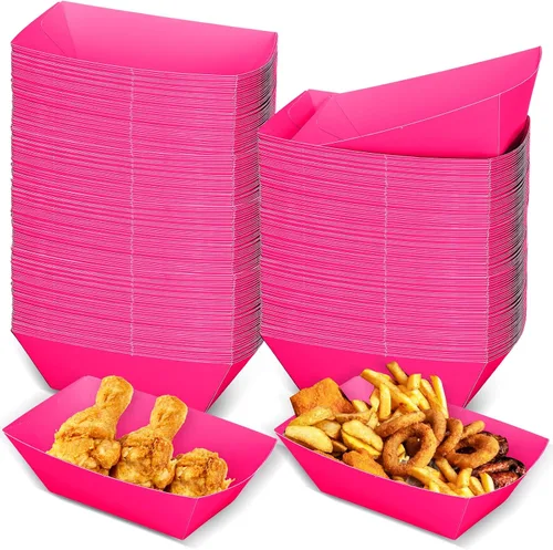 Vista 12 de Uiifan 200 bandejas de papel desechables para alimentos y barcos, resistentes a la grasa, bandeja de cartón para perros calientes, soporte para Azul
