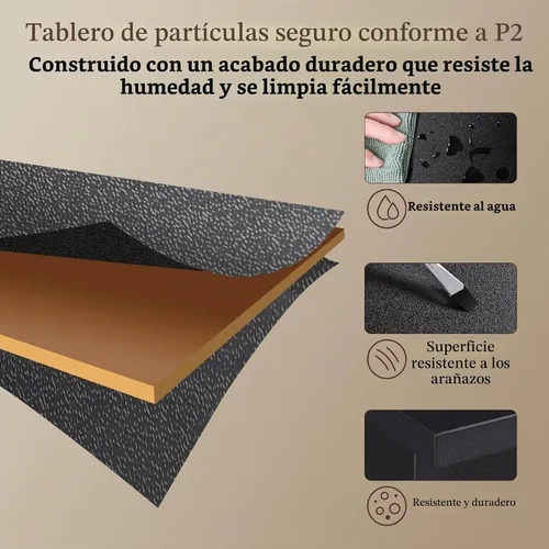 Vista 7 de Yaheetech - Mesita de noche pequeña con 3 cajones, cómoda de almacenamiento para dormitorio, color negro