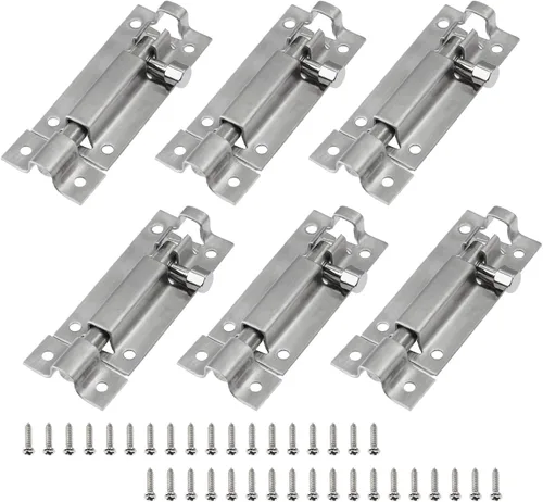 Vista 9 de 6 pernos de barril de 1.5 pulgadas, cerrojo deslizante de acero inoxidable, cierre de seguridad para puerta exterior interior con tornillos