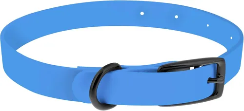 Vista 9 de MiMu Collar pequeño de silicona para perro, collar de perro elegante azul de 18 pulgadas con hebilla de punta y bucle de correa con anillo en D