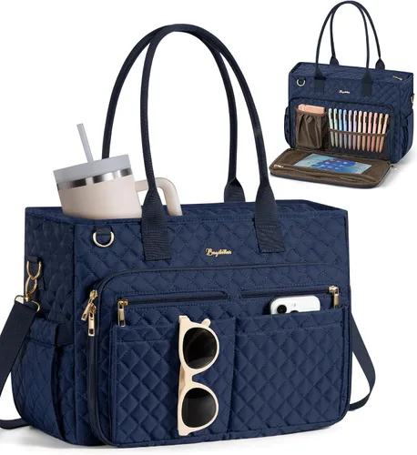 Vista 12 de Bagstellar Teacher Bags for Women, 15.6 inch Laptop Work Tote Bag Quilted Nurse Bible Computer Shoulder Bag for School Travel Dream Tote Work Bag