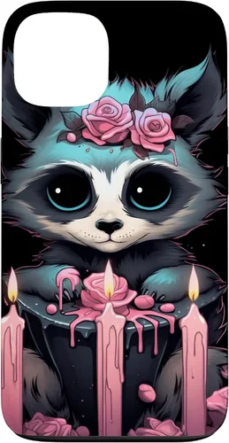 Vista 7 de iPhone 16 Pastel Goth Gothic Raccoon Anime Kawaii Nu Goth Aesthetic Case