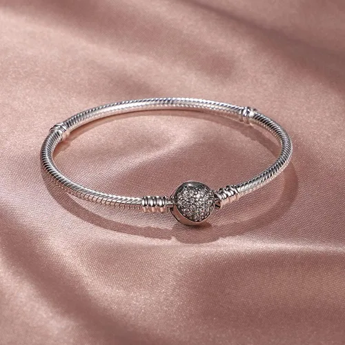 Vista 2 de KUNSIR Pulsera de serpiente para dijes, joyería de plata, pulsera de cadena de serpiente, se adapta a cualquier abalorio de regalo para mujeres