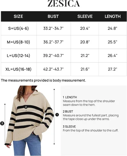 Vista 6 de ZESICA Women's 2024 Winter Sweaters Lapel V Neck Long Sleeve Striped Chunky Knit Oversized Pullover Sweater Jumper Tops