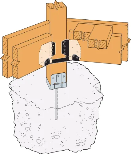 Vista 3 de Simpson Strong-Tie ABA46Z ABA ZMAX Base de poste ajustable galvanizada para 4x6 (paquete de 10)