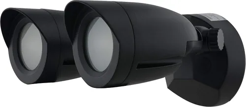 Vista 2 de Satco Luz de seguridad para exteriores 65-714, accesorio de inundación LED de doble cabeza de bala, blanco cálido de 3000 K, carcasa de aluminio