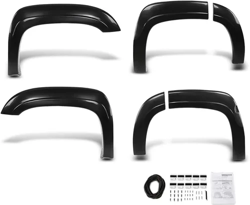 Vista 26 de CROSSDESIGN 4 guardabarros con canards delanteros compatibles con Chevy Camaro ZL1 2010-2015 MB estilo negro