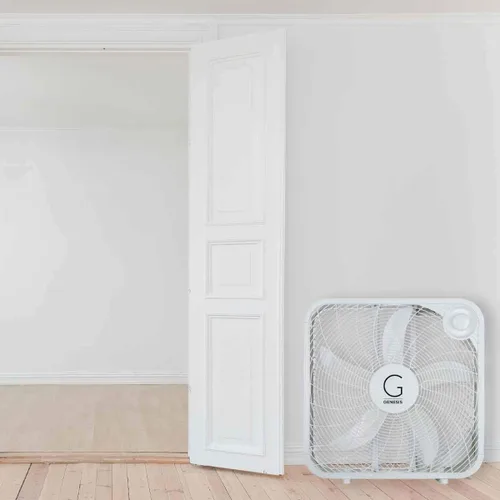 Vista 3 de Genesis Ventilador de caja de 20 pulgadas, 3 ajustes, tecnología de refrigeración máxima, asa de transporte, blanco (G20BOX-WHT)