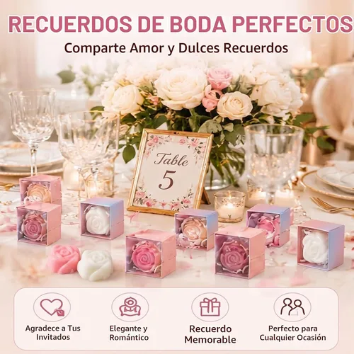 Vista 6 de Loopeer 24 piezas de jabón de flores de rosas para despedida de soltera