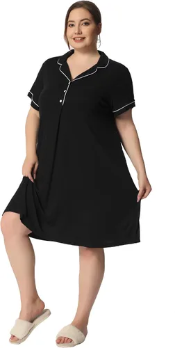 Vista 3 de Agnes Orinda Camisones de talla grande para mujer, con botones, camisón suave, pijama, vestido de pijama